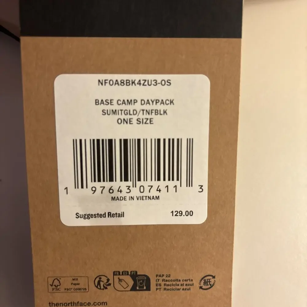 NWT The North Face Base Camp Daypack Backpack (Summit Gold/TNF Black) Brand New!